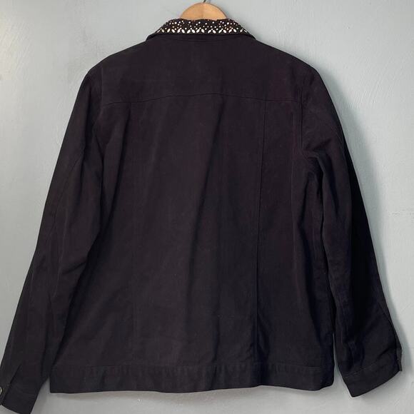Laura Ashley Womens Size Large Black Embellished Denim Jacket Mobwife Glam Biker - Picture 4 of 10